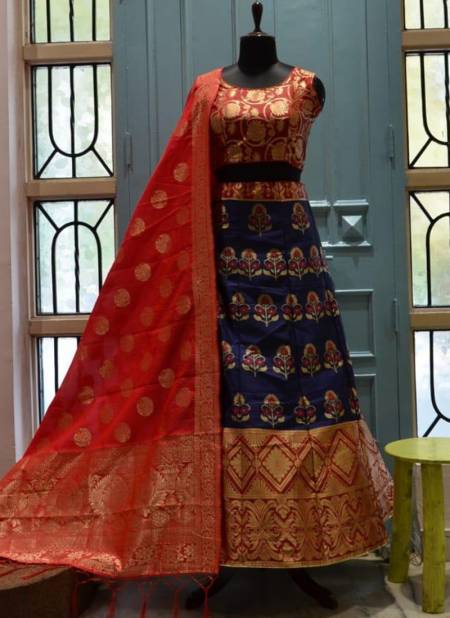 Blue And Dark Pink Colour HOTAM HIT Designer Fancy Festive Wear Heavy Silk Printed Lehenga Choli Collection 10022